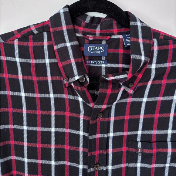 Chaps Go Untucked Mens Plaid Flannel Long Sleeve Button Down Size Medium - Picture 2 of 9